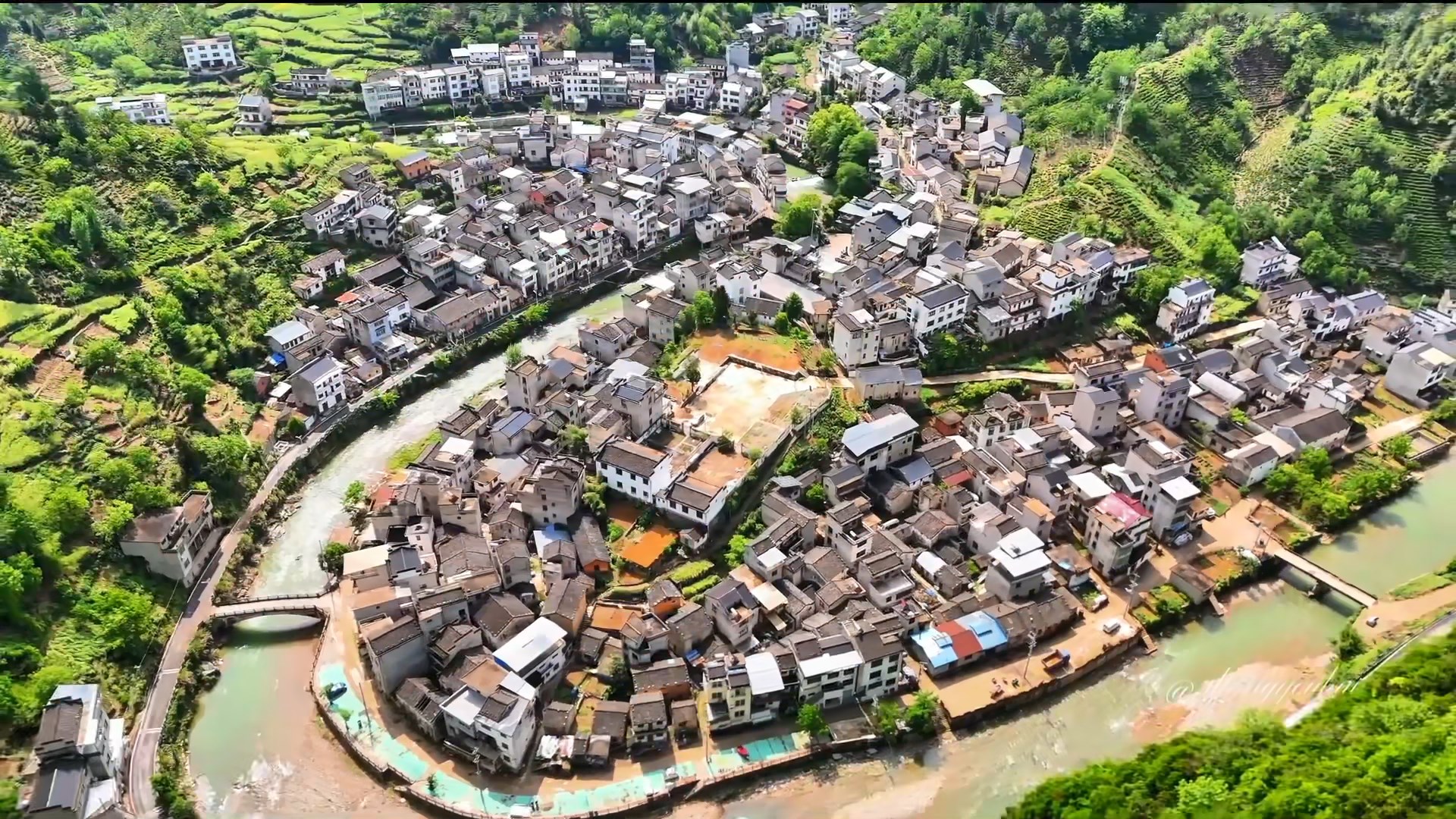 歙县岔口镇庙前村无人机航拍镜